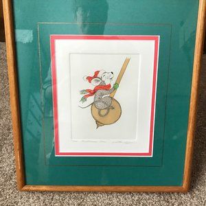 Martha Hinson "Christmouse Time" Signed/Framed Etching